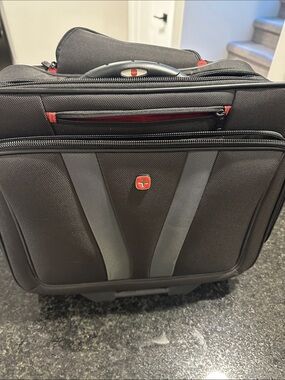 Alpine Swiss Black Laptop Bag with Red Accents